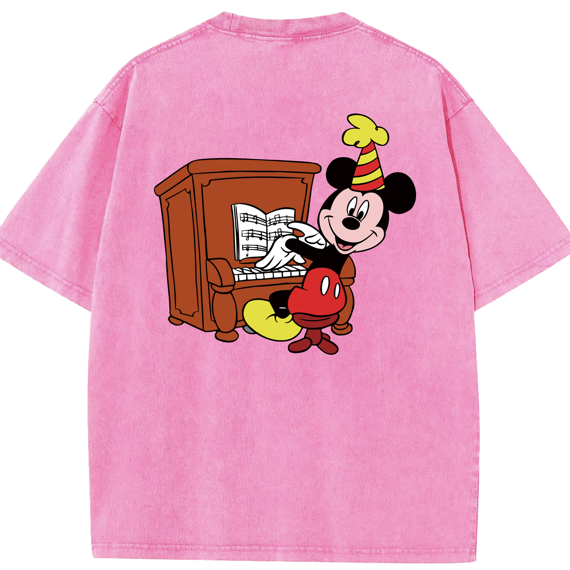 （画像用） ミッキーマウス Mickey Mouse 綿100% ヴィンテージ風 半袖Tシャツ（背面プリント）